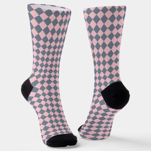 Chaussette Motif diamant à carreaux gris rose (Angulaire)