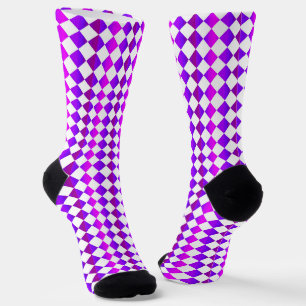 Chaussette Motif diamant à carreaux rose violet