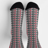 Chaussette Motif diamant chic rouge et gris, Trippy Abstrait (Haut)