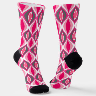 Chaussette Motif diamant du milieu du siècle rose Fuchsia et
