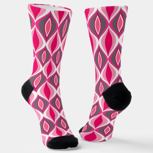 Chaussette Motif diamant du milieu du siècle rose Fuchsia et  (Angulaire)
