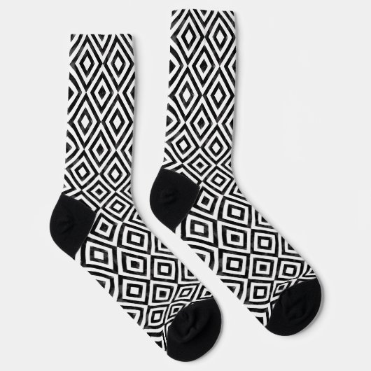 Chaussette Motif Diamants d'aquarelle noir et blanc (Droite)