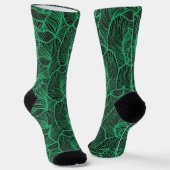 Chaussette motif d'illustration de feuilles vertes  (Angulaire)