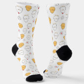Chaussette Motif d'illustration de poulets blancs de caricatu (Angulaire)