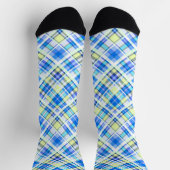 Chaussette Motif d'impression à damiers jaune et bleu clair (Haut)