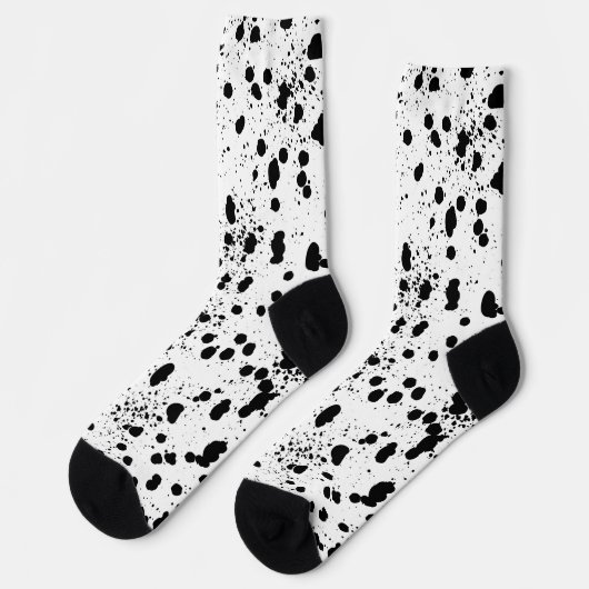 Chaussette Motif d'impression noir et blanc dalmate (Gauche)