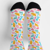 Chaussette Motif Dinosaur rose et Turquoise (Haut)