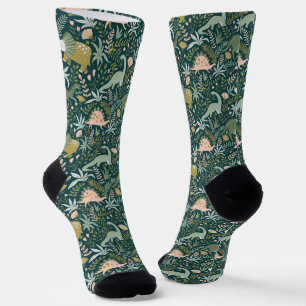 Chaussette Motif Dinosaur Vert