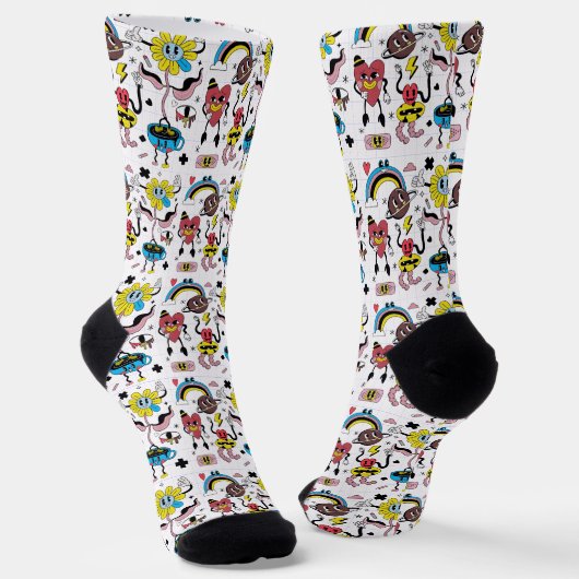 Chaussette Motif Doodle Mignon (Angulaire)