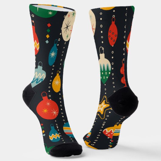 Chaussette Motif d'ornements en bleu marine (Angulaire)