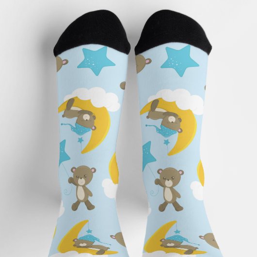 Chaussette Motif D'Ours, Mignonnes Ours, Nounours, Étoiles (Haut)