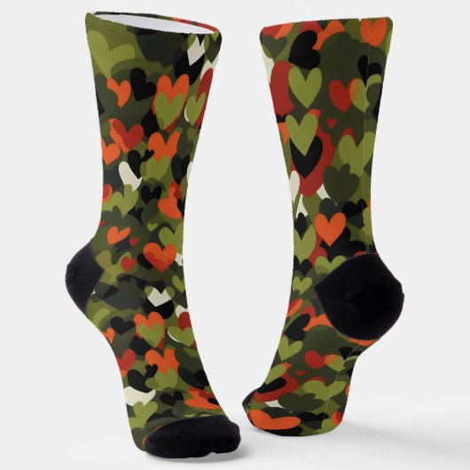 Chaussette Motif du coeur rouge vert (Angulaire)