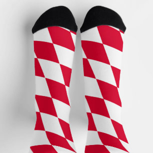 Chaussette Motif du drapeau diamant de Bavière rouge et blanc
