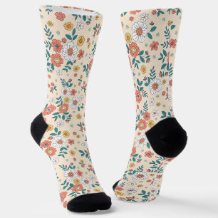 Chaussette Motif du jardin de fleurs de corail