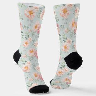 Chaussette Motif du jardin rose Rose Rose Pastel