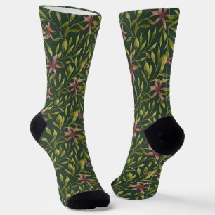 Chaussette Motif élégant de fleurs roses sur fond sombre