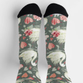 Chaussette Motif Éléments de Cygnes & Cœurs Élégants Rustique (Haut)
