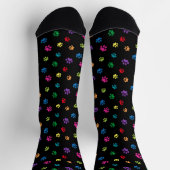 Chaussette Motif Empreintes de Pattes Colorées Noir (Haut)
