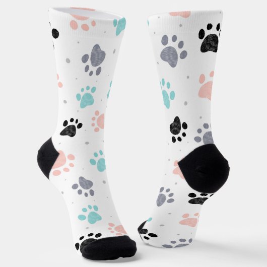 Chaussette Motif empreintes de pattes de chien (Angulaire)