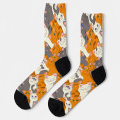 Chaussette Motif en diagonale du chat noir blanc gingembre (Gauche)