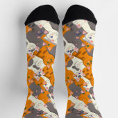 Chaussette Motif en diagonale du chat noir blanc gingembre (Haut)
