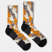 Chaussette Motif en diagonale du chat noir blanc gingembre (Droite)