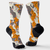 Chaussette Motif en diagonale du chat noir blanc gingembre (Angulaire)
