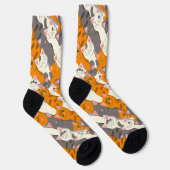 Chaussette Motif en diagonale du chat noir blanc gingembre (Droite)