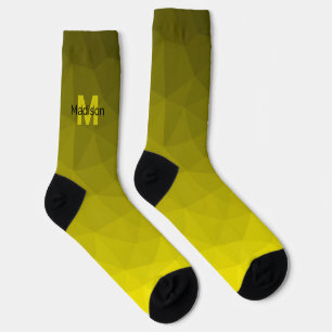 Chaussette Motif en maille géométrique gris foncé jaune