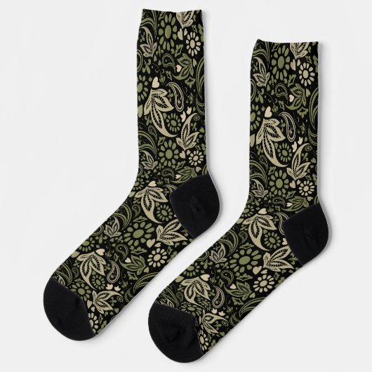 Chaussette Motif ethnique Scandi Boho Mariage noir (Gauche)