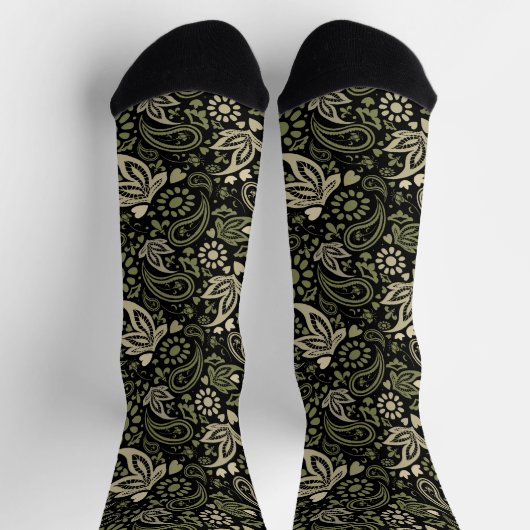 Chaussette Motif ethnique Scandi Boho Mariage noir (Haut)