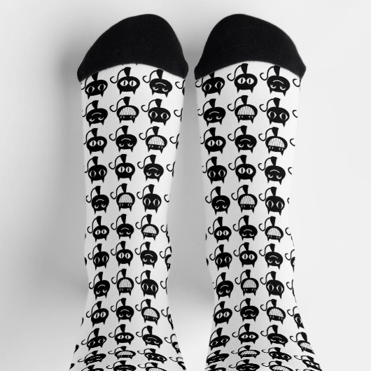 Chaussette Motif Expressions de chats noirs mignons (Haut)