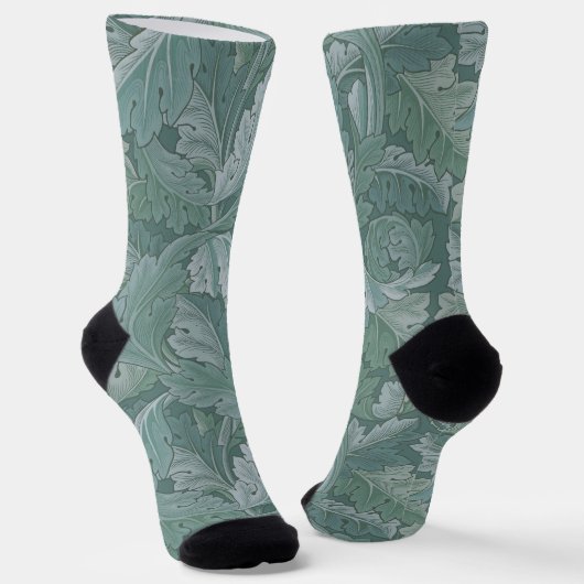 Chaussette Motif feuille d'acanthe bleu sarcelle de William M (Angulaire)
