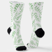 Chaussette Motif feuille vert sur blanc (Angulaire)