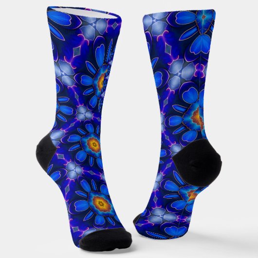 Chaussette Motif Fleurs bleues Abstraites (Angulaire)
