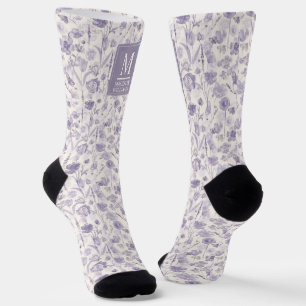 Chaussette Motif floral aquarelle lavande violet fleurs