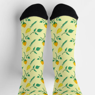 Chaussette Motif floral avec rose jaune et fleurs de tulipe