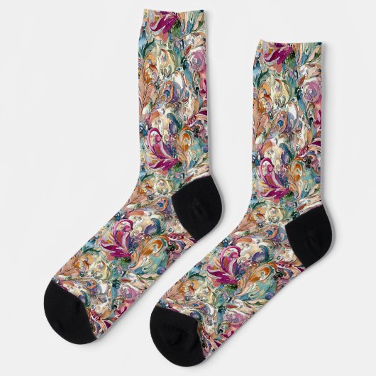 Chaussette Motif floral baroque (Gauche)