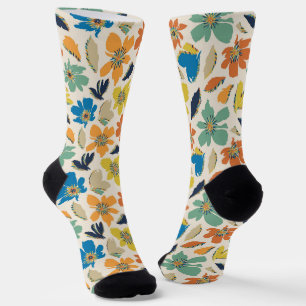 Chaussette Motif floral bohème dessiné à la main de manière a