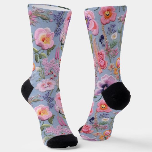 Chaussette Motif floral brodé (Angulaire)