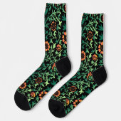 Chaussette Motif floral complexe avec feuilles vertes (Gauche)