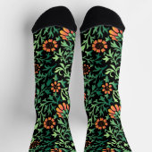 Chaussette Motif floral complexe avec feuilles vertes (Haut)