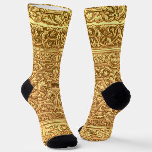 Chaussette Motif floral doré ornemental antique