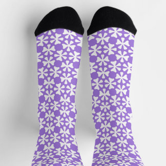 Chaussette Motif floral géométrique moderne lilas et blanc