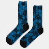 Chaussette Motif floral gris et bleu. (Gauche)