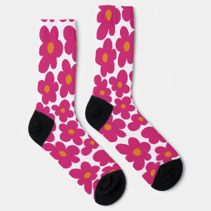 Chaussette Motif floral rose