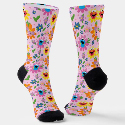 Chaussette Motif floral rose de la rue Sésame (Angulaire)