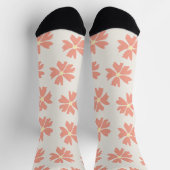 Chaussette Motif floral rose sur blanc cassé (Haut)