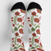 Chaussette Motif floral rouge sans couture sur arrière - plan (Haut)