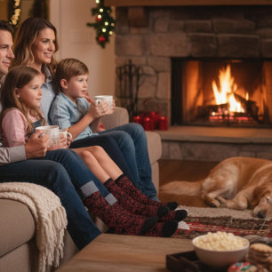 Chaussette Motif Floral rouge sur noir